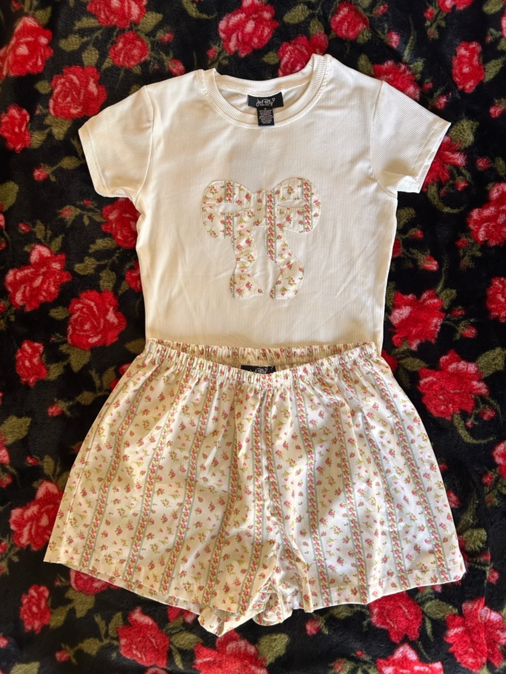 ***SOLD*** Just Polly Matching Tee and Shorts Rose Coquette Set - Picture 1 of 16